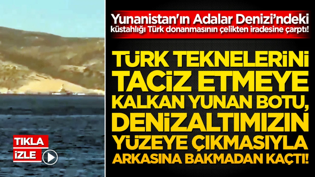 Türk teknelerini taciz etmeye kalkan Yunan botu, denizaltımızın yüzeye çıkmasıyla arkasına bakmadan kaçtı!