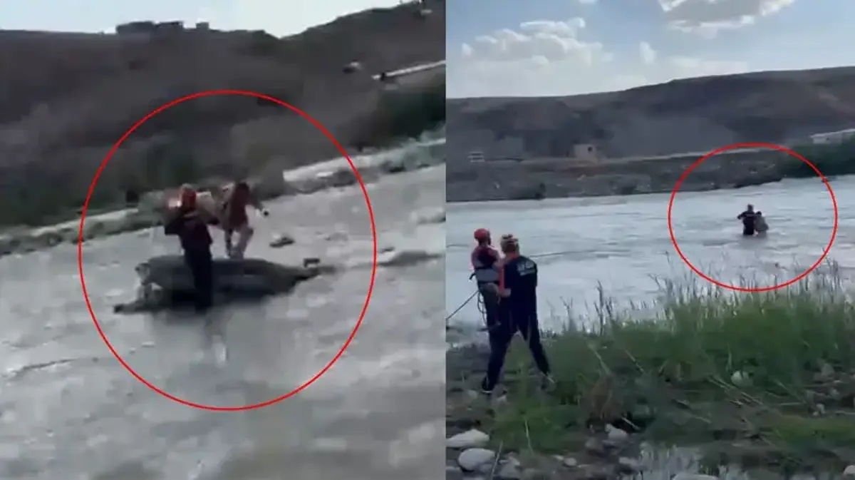 Kezer Çayı'nın su seviyesi yükselince kayanın üzerinde mahsur kalan çocuk kurtarıldı