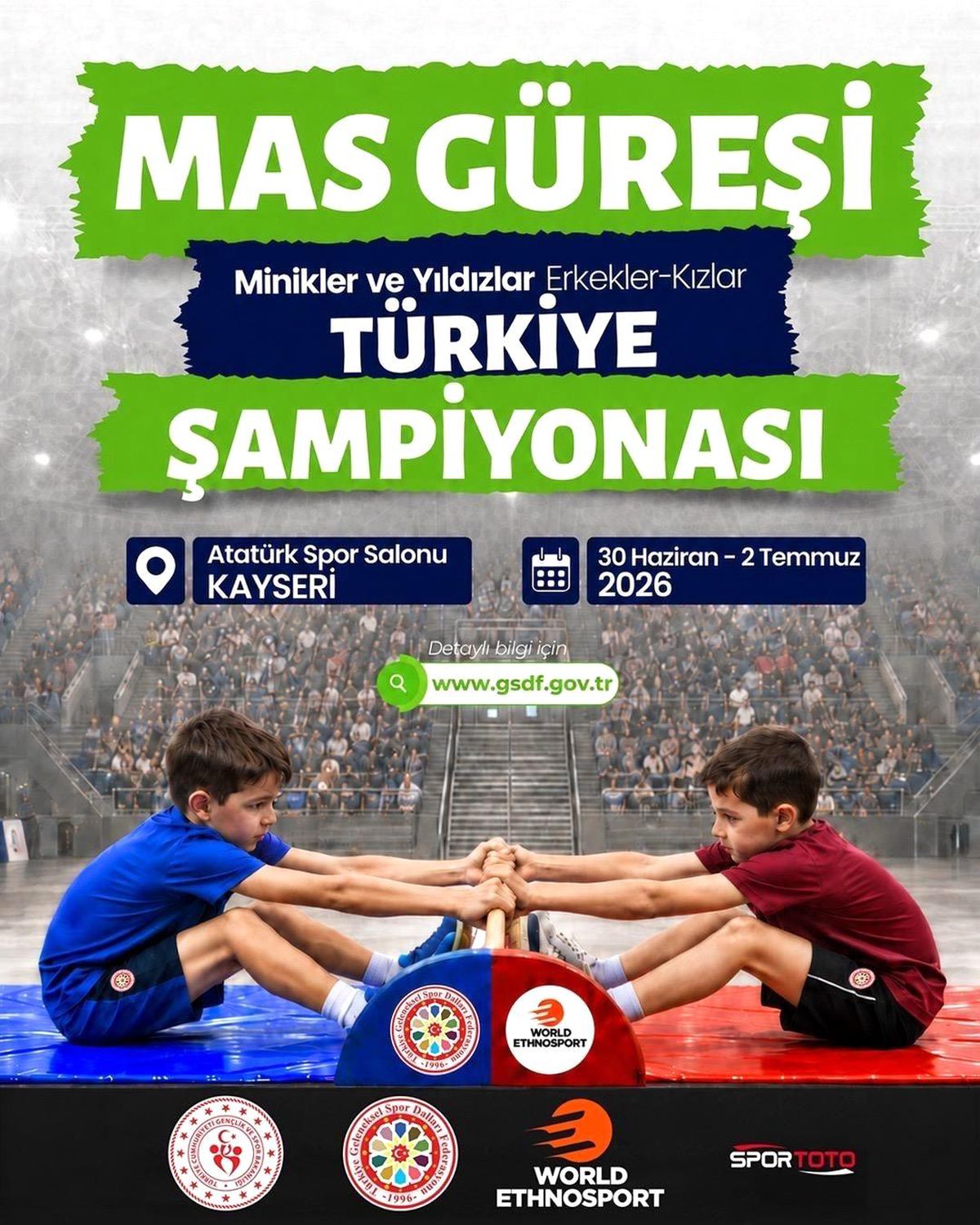 Mas Güreşinin genç yetenekleri Kayseri'de buluşuyor