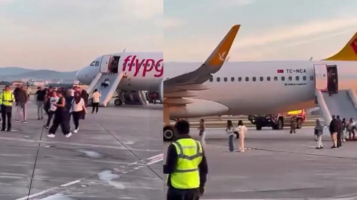 Esenboğa'da panik anları! İzmir uçağından dumanlar yükseldi, yolcular tahliye edildi