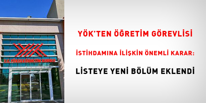 YÖK'ten öğretim görevlisi istihdamına ilişkin önemli karar: Listeye yeni bölüm eklendi
