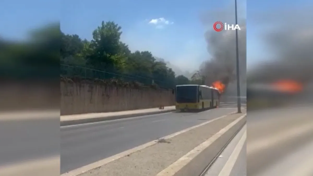 Ataşehir'de korku dolu anlar! İETT otobüsü alev alev yandı