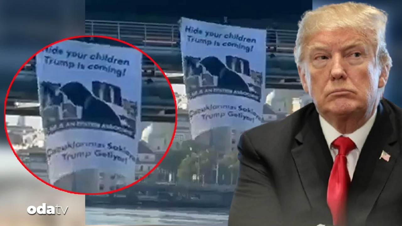 Haliç Köprüsü’nde Trump’a protesto: Çocuklarını saklayın