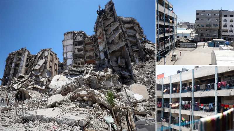 Gazze'de Filistinliler enkaz halindeki binalarda yaşam mücadelesi veriyor