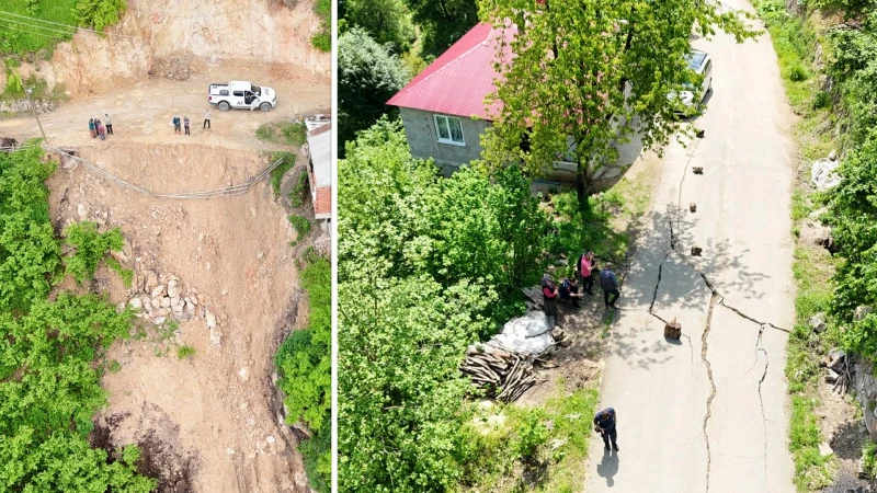 Giresun'da heyelan nedeniyle 21 ev tedbir amacıyla boşaltıldı