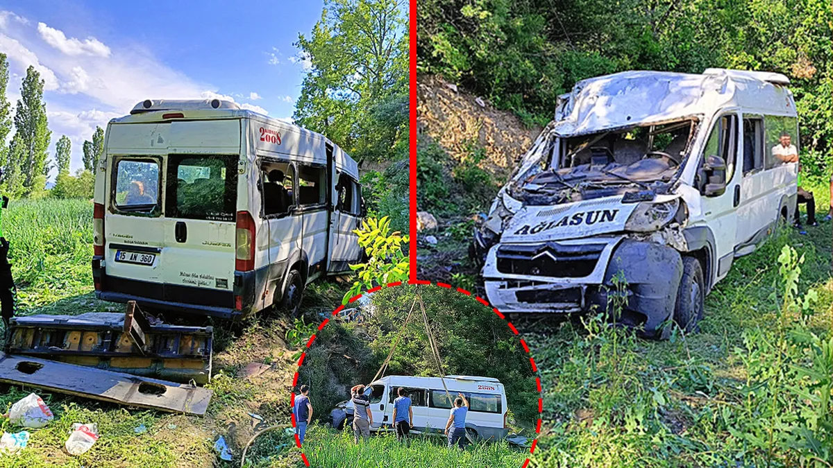 Burdur’da feci kaza! Minibüs metrelerce yüksekten şarampole uçtu: 2’si ağır 8 yaralı!