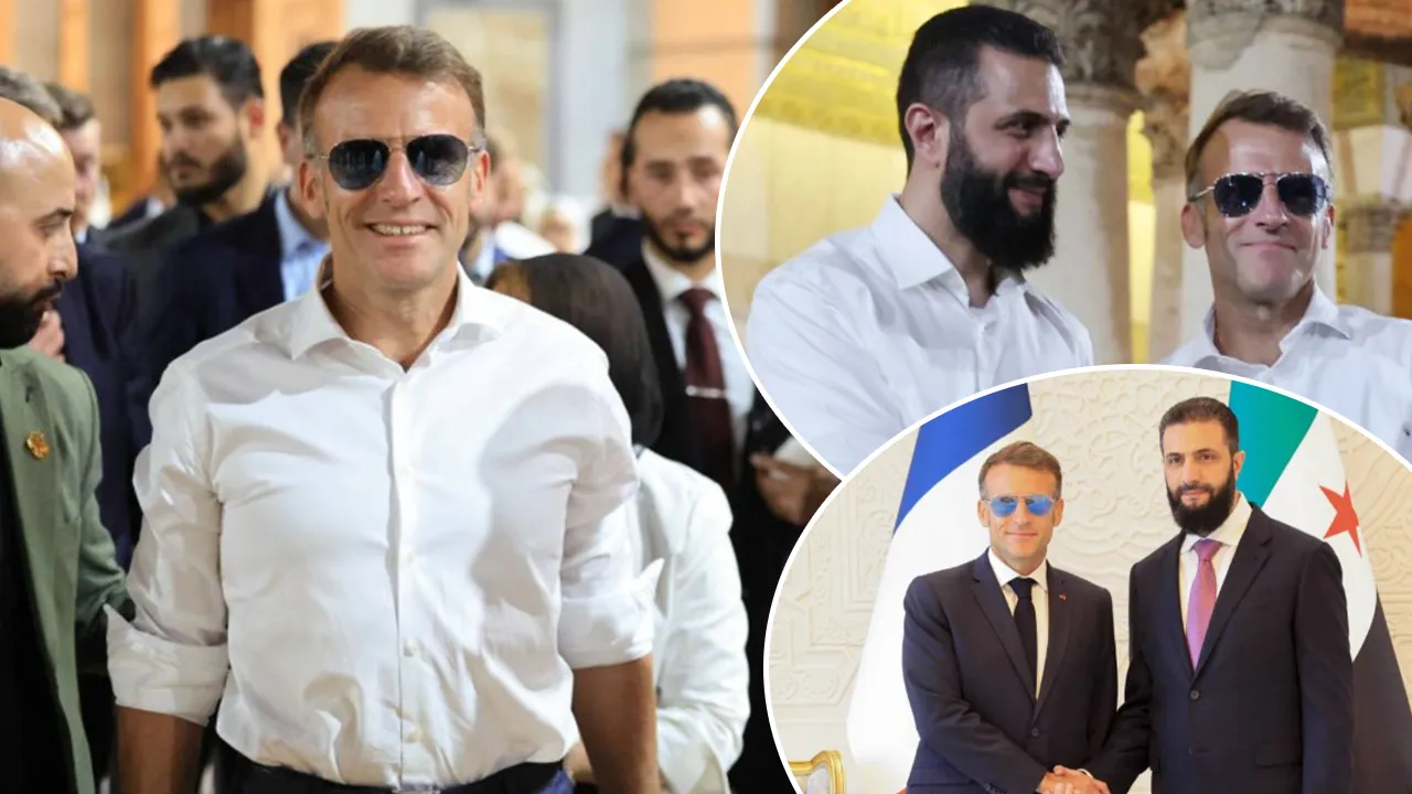 Tarihi Suriye ziyaretine damga vurdu! Macron ne camide ne de sarayda gözlüklerini çıkarmadı