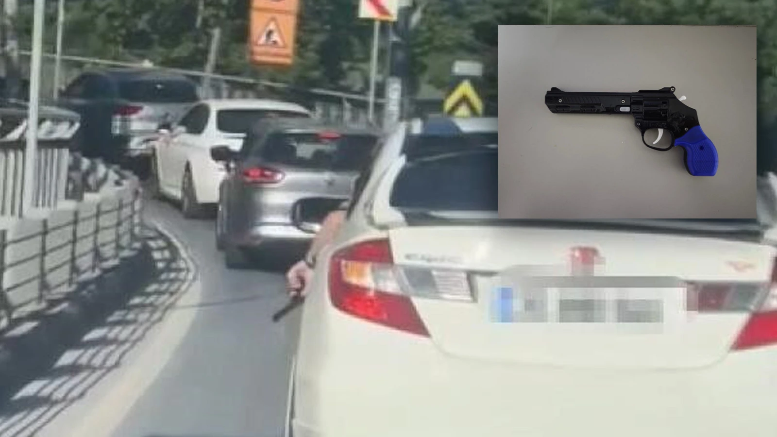 Sarıyer'de trafikte gösterilen silah, oyuncak çıktı