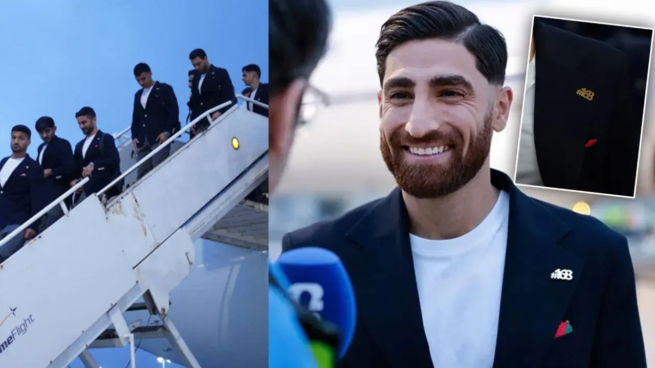 İran Milli Takımı futbolcularının yakalarındaki '168' yazılı rozetler ABD'ye mesajı iletti