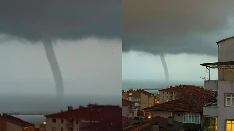 Ereğli’de hortum paniği... Kameraya böyle yansıdı