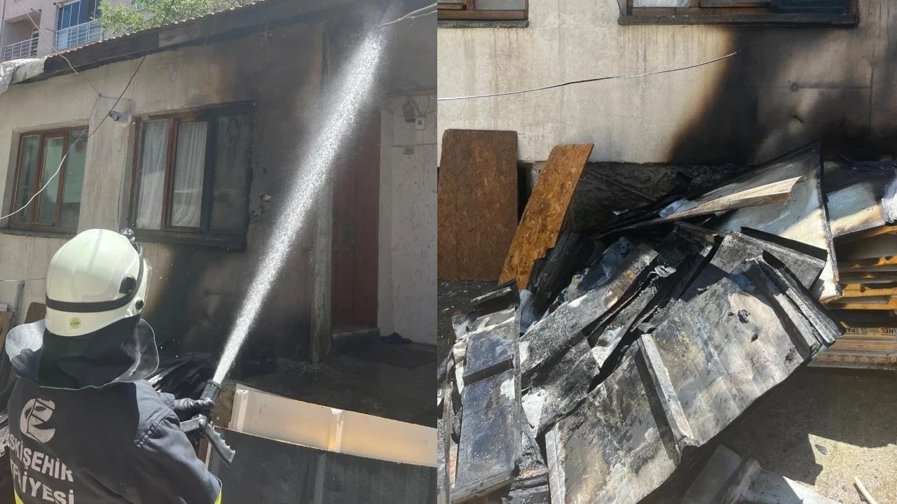 Eskişehir’de müstakil evin çatısında yangın çıktı
