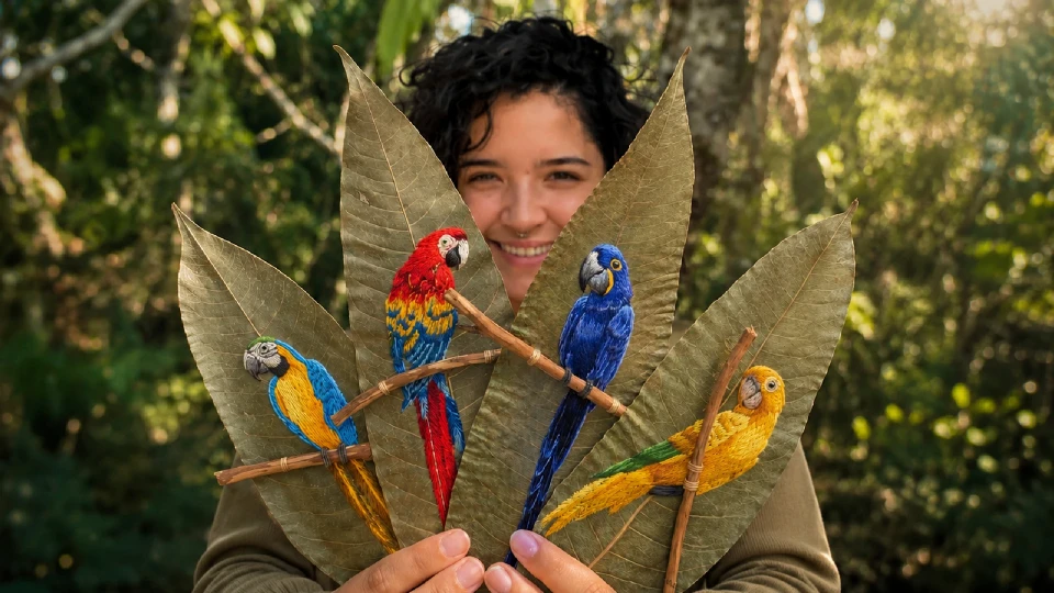 Amanda Leme Yaprakları Nakış Sanatına Dönüştürüyor