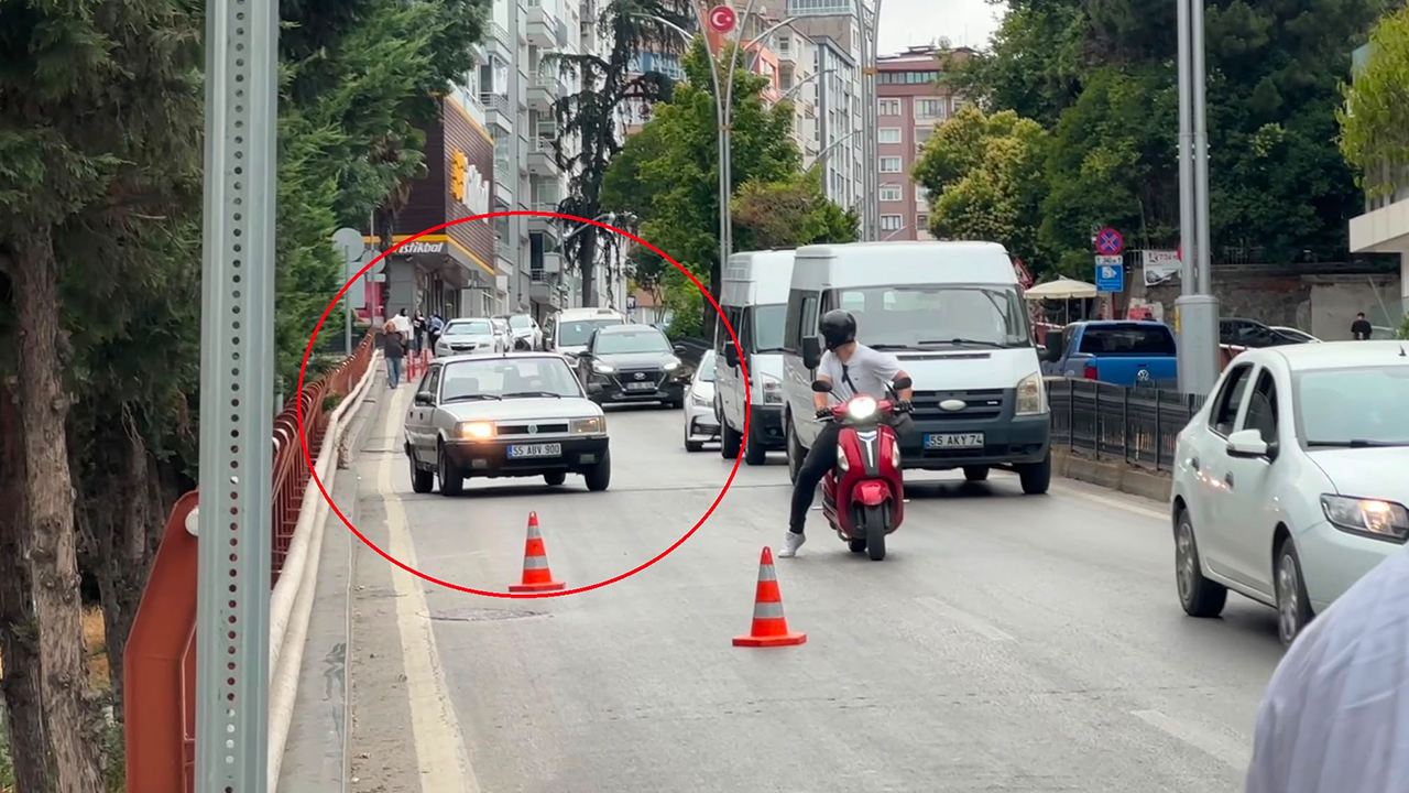 Trafik denetimini görünce anayolda geri geri kaçtı, motorize polis yakaladı