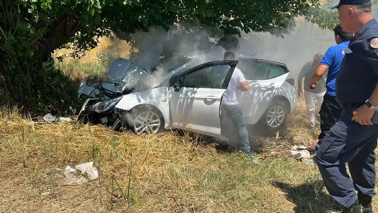 İzmir'de otomobil, ağaca çarptı: 4 ağır yaralı