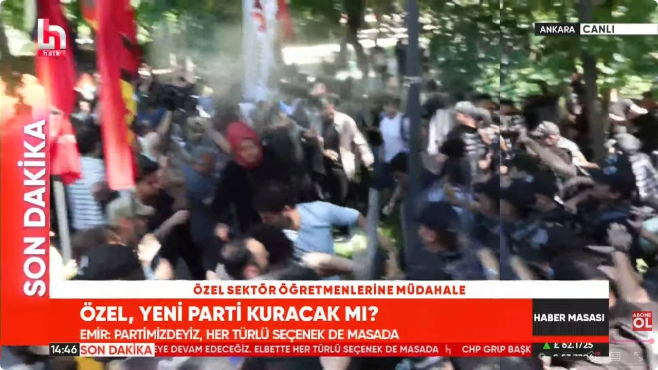 Son Dakika | Ankara'da özel sektör öğretmenlerine polis müdahalesi! Biber gazı sıkıldı