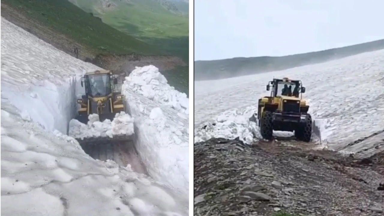 Kars'ta Temmuz ortasında kar mesaisi: 3 metrelik duvar oldu