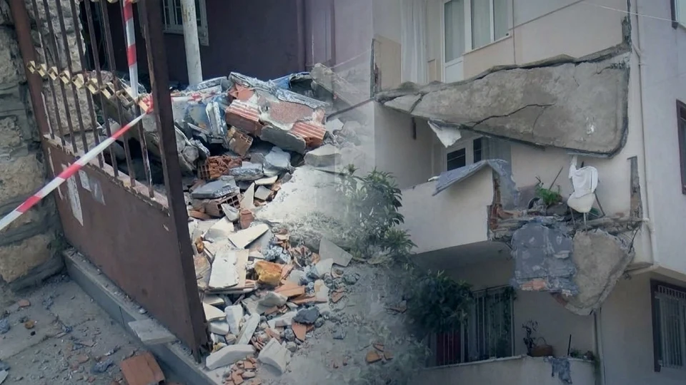 Küçükçekmece'de 5 katlı binanın balkonu çöktü! Bina tahliye edildi, inceleme başlatıldı | YEREL HABERLER