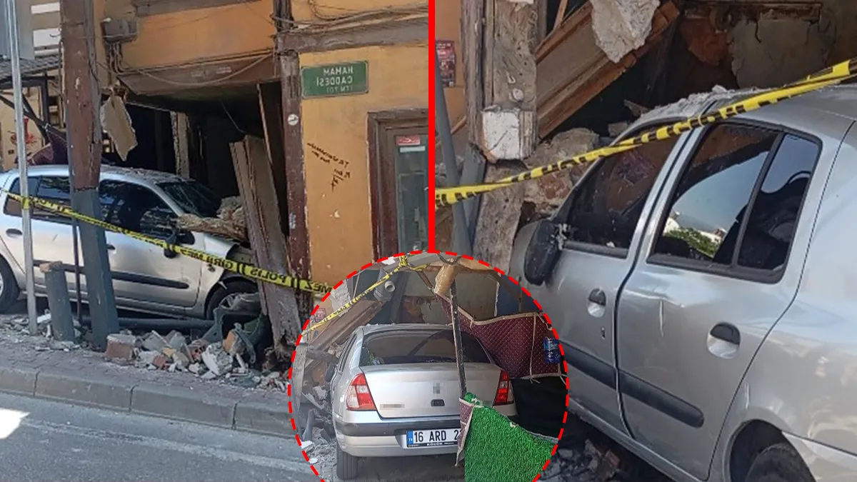 Bursa’da faciaya ramak kala! Kontrolden çıkan araç 3 katlı eve daldı