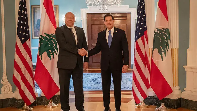 Lübnan Cumhurbaşkanı Avn, ABD Dışişleri Bakanı Rubio ile bir araya geldi