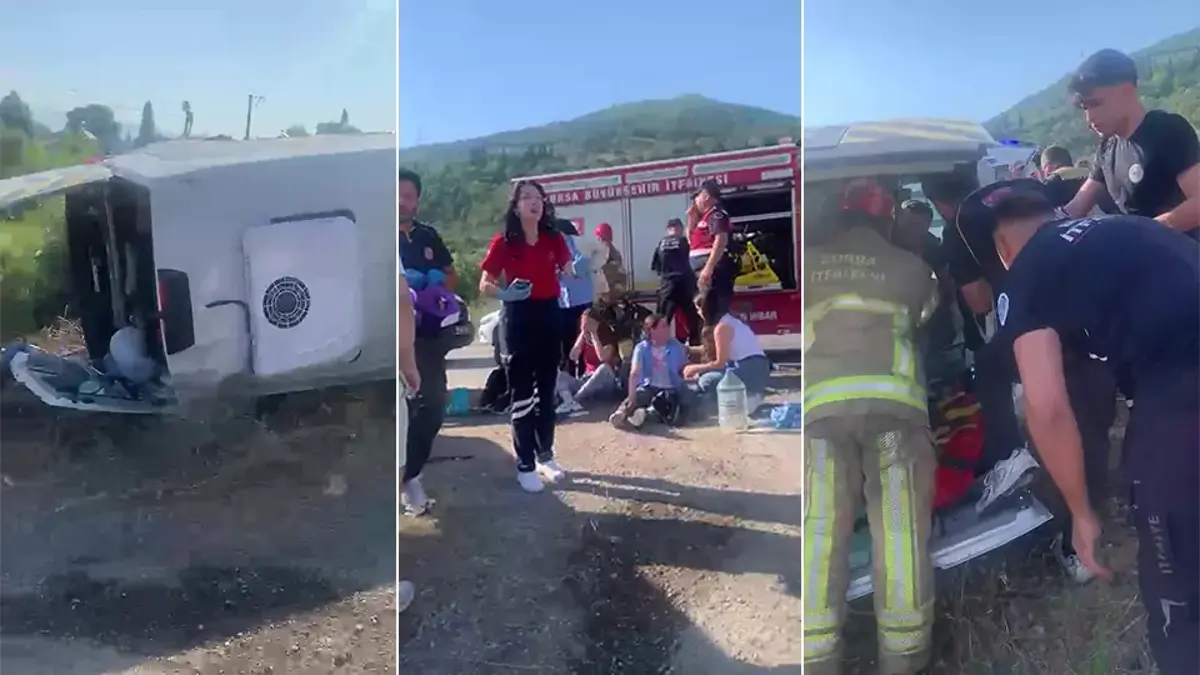 İşçi servisi ile otomobil kafa kafaya çarpıştı: 15 yaralı