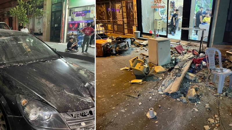 Fatih’te 4 katlı binanın çatısındaki beton parçalar sokağa döküldü