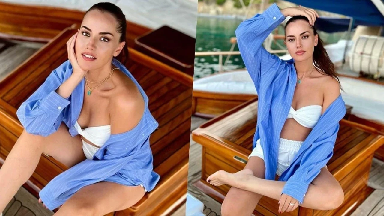 Peş peşe paylaştı! Fahriye Evcen'in bikinili tatil pozlarına beğeni yağdı