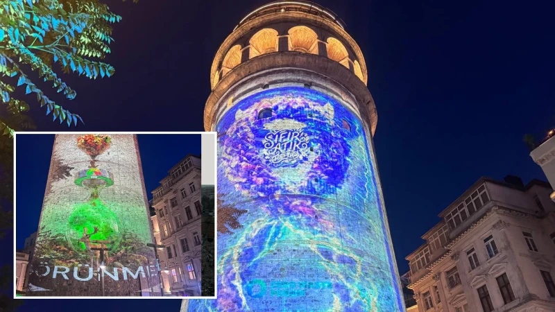 Galata Kulesi'nde 'Sıfır Atık Haftası'na özel mapping gösterisi