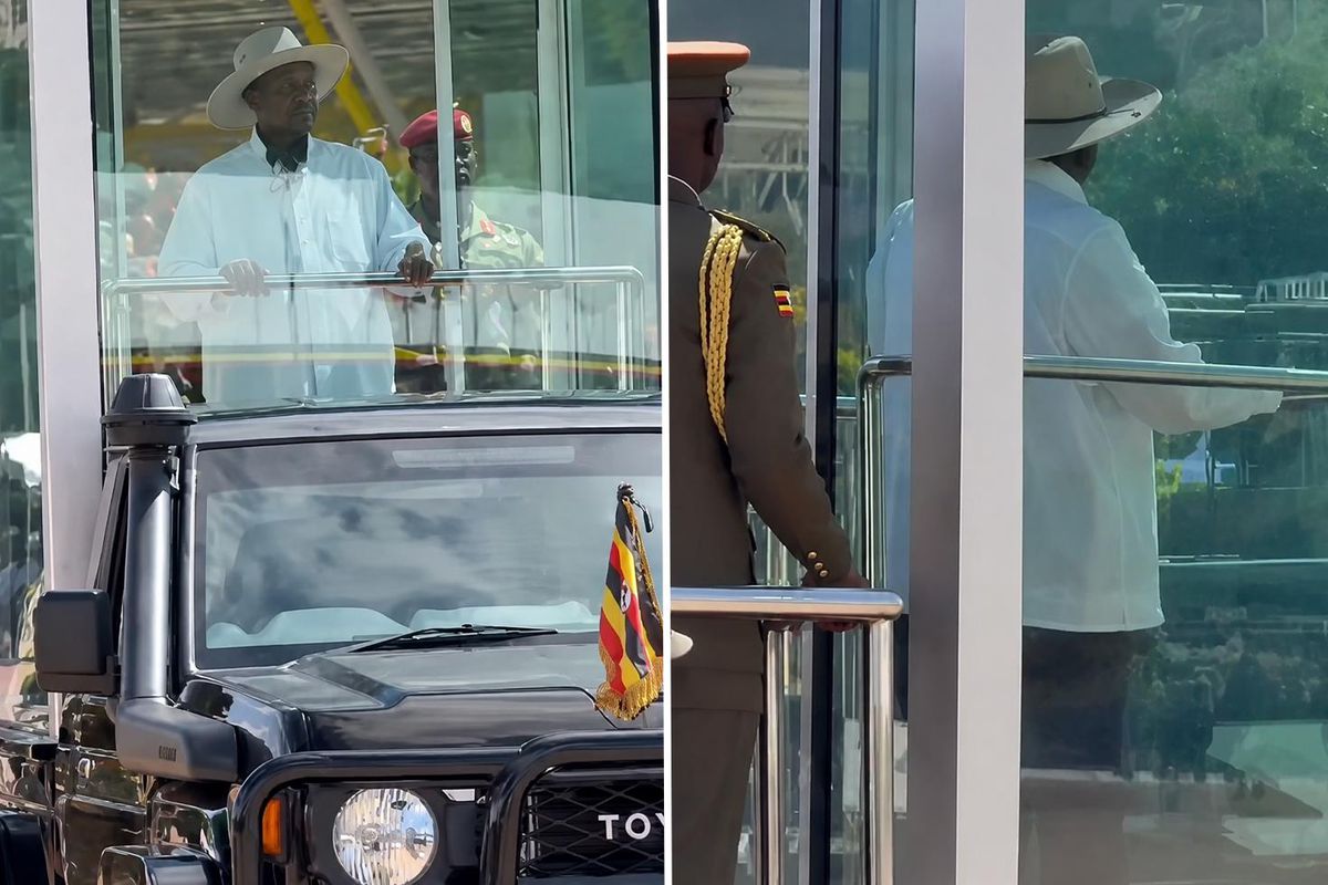 Uganda Cumhurbaşkanı Museveni törene cam fanus içinde katıldı