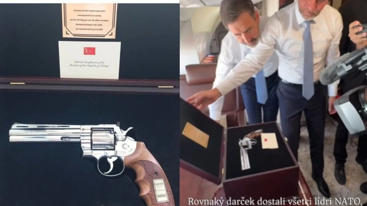 Macar Başbakan paylaştı Slovakya Cumhurbaşkanı uçakta tanıttı: Erdoğan'ın revolver hediyesi dünya...