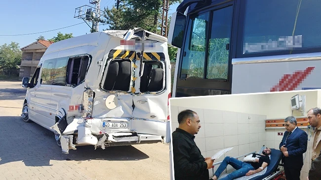 Kırşehir'de işçi servisleri çarpıştı: 42 kişi yaralandı