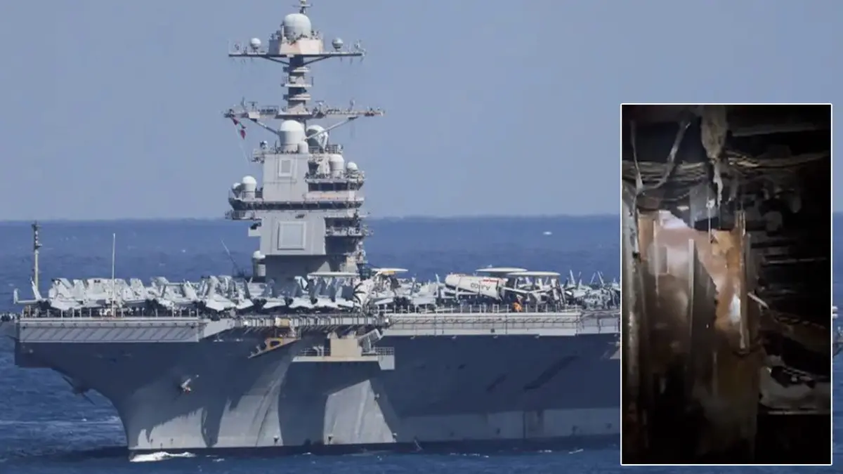 Görüntüler paylaşıldı: USS Gerald R. Ford uçak gemisi ağır hasarlı!