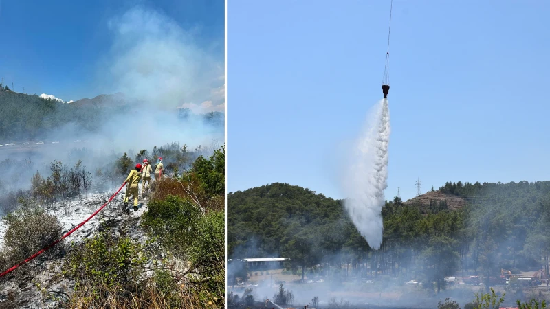 Marmaris'te ormanlık ve ekili tarım arazisinde çıkan yangın söndürüldü
