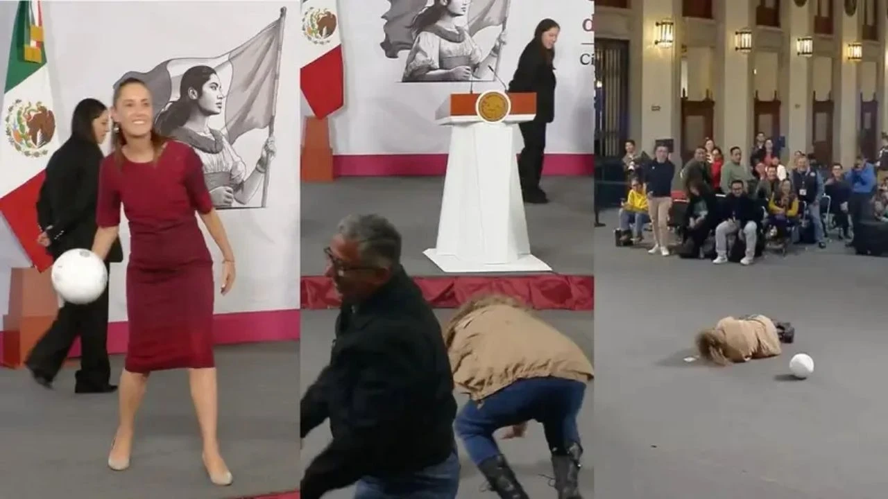 Topu yakalamak istedi, devlet başkanının önünde yere kapaklandı
