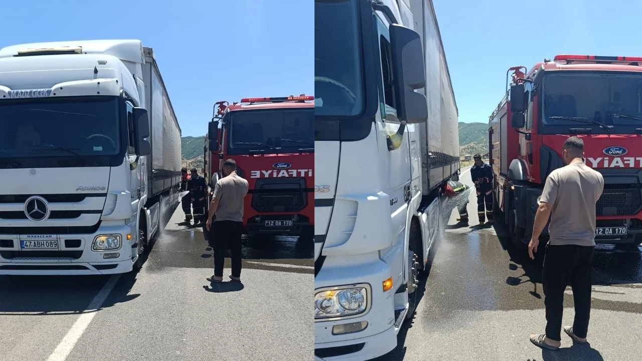 Bingöl'de seyir halindeki tırda yangın panigi: İtfaiye zamanında müdahale etti