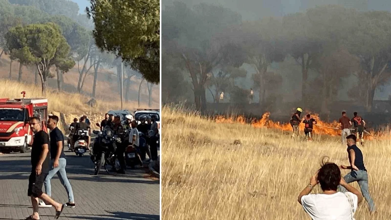 Balıkesir Ayvalık’ta çıkan örtü yangını kontrol altına alındı