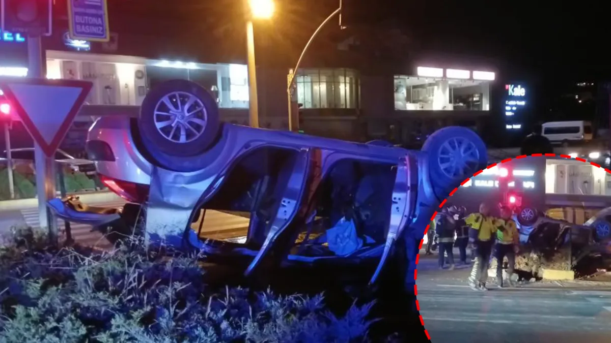 Kocaeli'nde kaza! Motosiklet ile çarpışan otomobil takla atarak ters döndü: 1'i ağır 4 yaralı