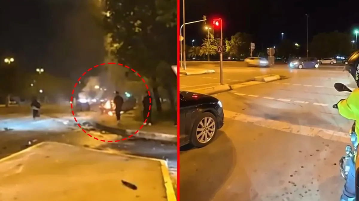 Maltepe’de feci kaza! Kavşaktan dönen araç ok gibi saplandı: Otomobil alev topuna döndü!