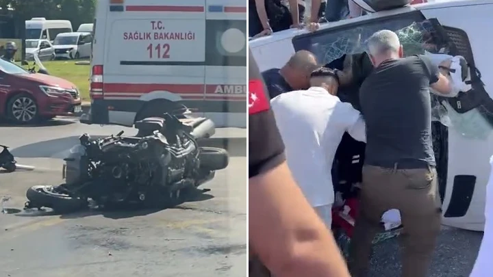 Kağıthane'de ambulans ile motosiklet çarpıştı: 4 yaralı