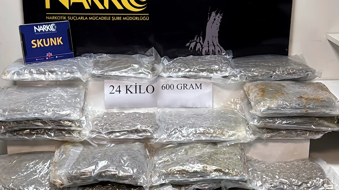 Adana’da durdurulan TIR’da 24 kilo skunk ele geçirildi