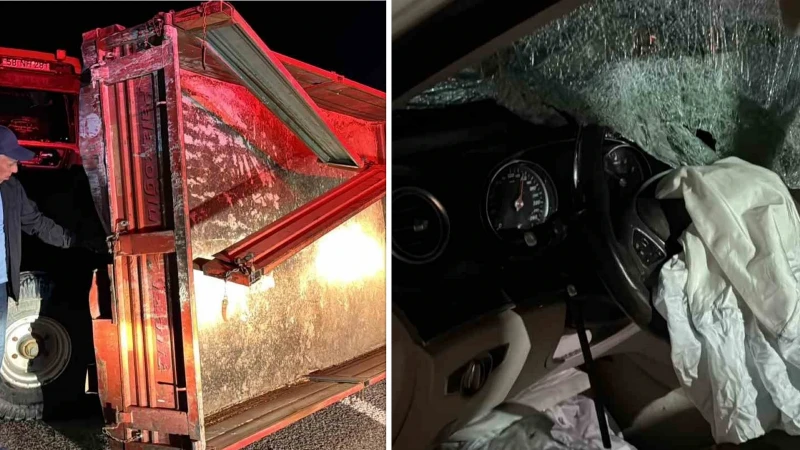 Traktöre çarpan Mercedes marka aracın son hali şoke etti