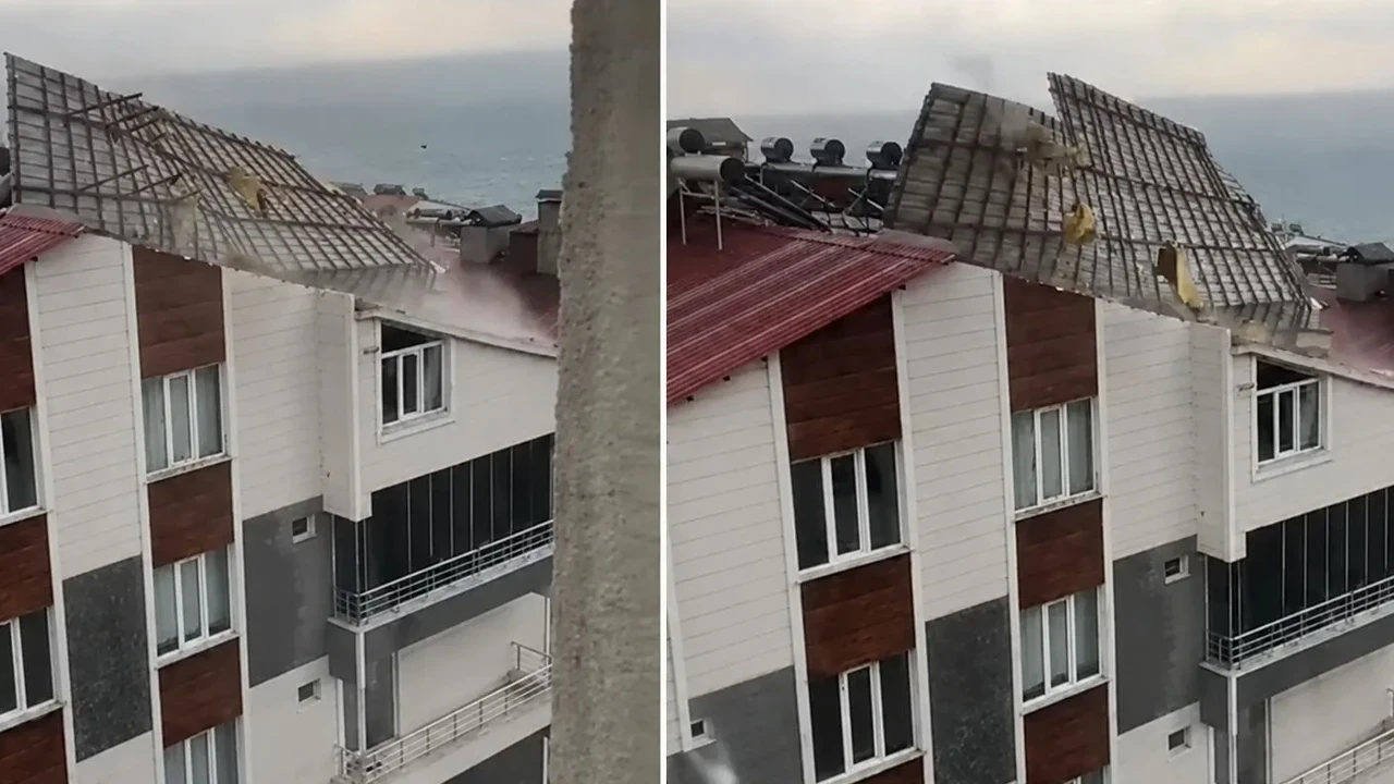Bitlis’in Ahlat ilçesinde fırtına çatıyı uçurdu
