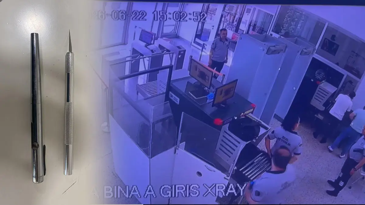 Adliyeye kalem görünümlü silahla girmeye çalıştı! İfadesinde eşini suçladı
