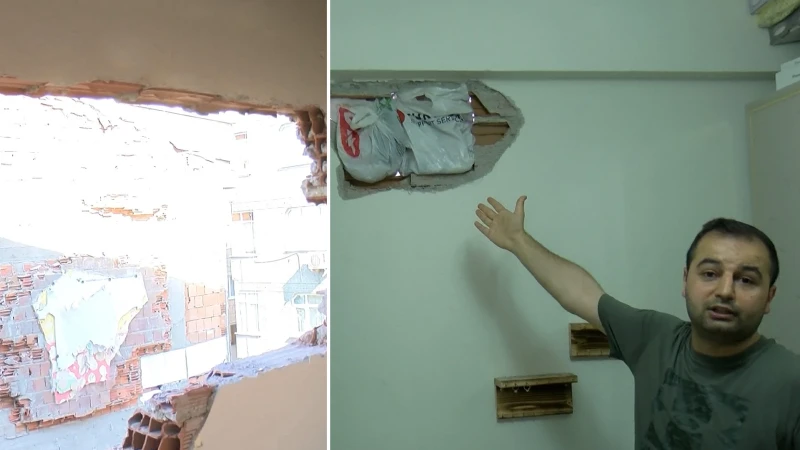 Gaziosmanpaşa'da yıkım sırasında bitişikteki iki apartmanın duvarlarında hasar oluştu: Baba ve çocuğunun üzerine molozlar düştü