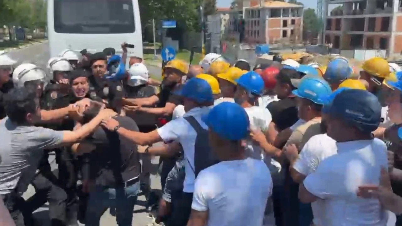 Ücretlerini alamadıklarını iddia eden madenciler, firmanın Tekirdağ'daki ofise yürüdü