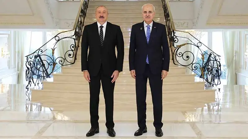 TBMM Başkanı Kurtulmuş, Azerbaycan Cumhurbaşkanı Aliyev tarafından kabul edildi