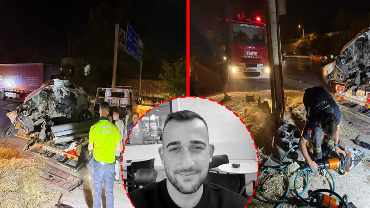 Antalya'da korkunç kaza! Direğe çarpan aracın motoru işçi barakasına girdi: Sürücü hayatını kaybetti
