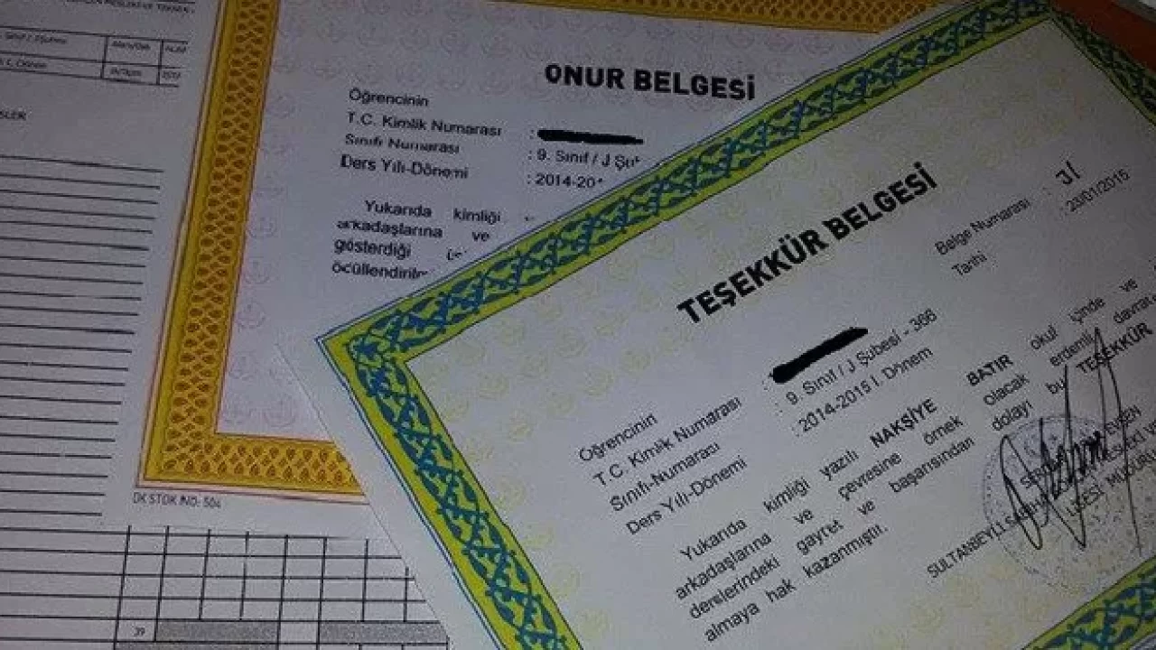 Onur belgesi kaç puanla alınır 2026, Takdir teşekkür almayana verilir mi? Onur belgesi kimlere verilir?