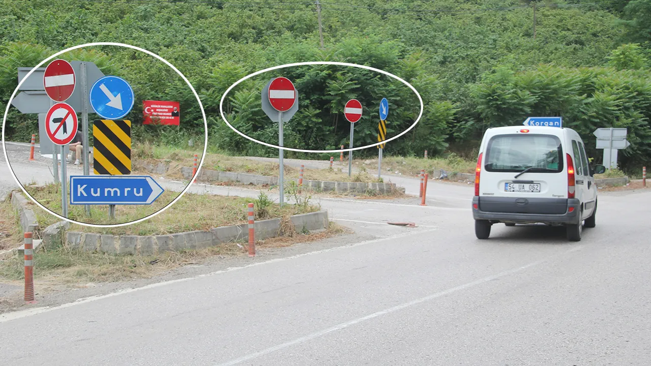 Bu kavşakta 29 tabela var! Kafası karışan sürücü kaza yapıyor