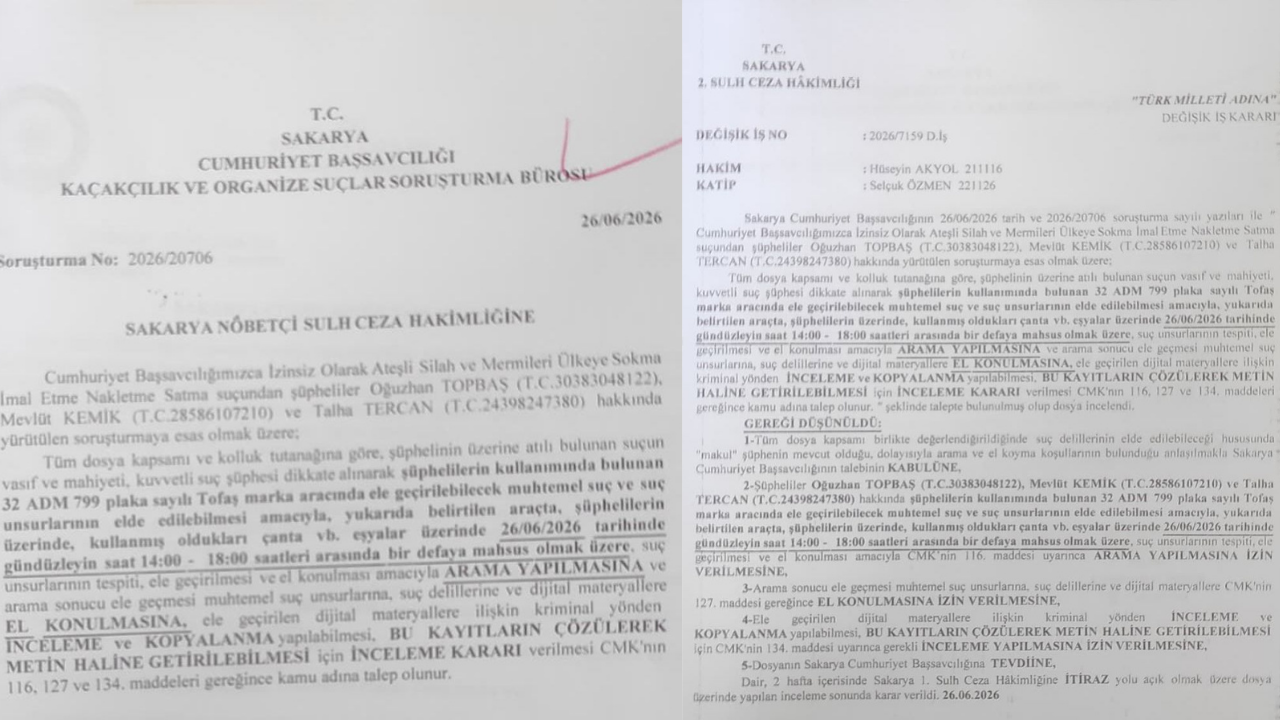 Sakarya'da araçtan binlerce silah parçası çıktı: 3 şüpheli gözaltında