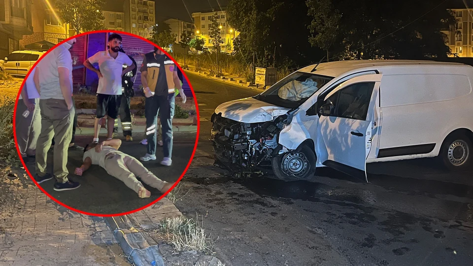 Tekirdağ Çorlu'da hafif ticari araç aydınlatma direğine çarptı: Sürücü yaralı | YEREL HABERLER